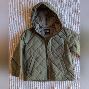 Zara Kids Green Quilted Jacket -size 6-7